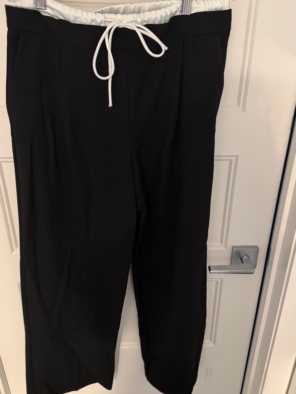 Zara Black Pants with White Drawstring Waist